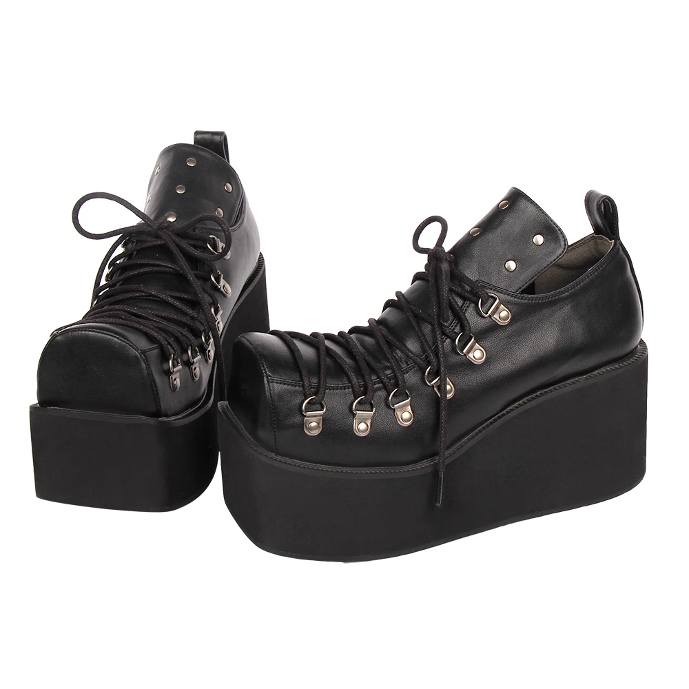 Fashion Punk Rock Rivet Gothic Thick Platform Single Shoes 2023 Women Spring Autumn Muffin High Heel Shoes Lolita Cosplay Shoes