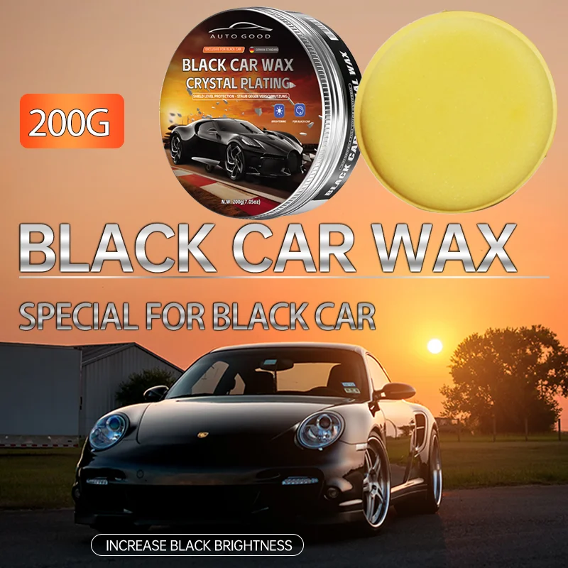 200g Black Car Wax for Car Paint Care, Waterproof Wax, Renovation Polishing Protection, Hydrophobic Coating, With Waxing Sponge!