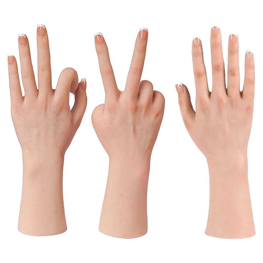 

U-CHARMMORE 11.4in Silicone Material Female Hands Model Realistic Lifelike Moveable Fake Silicone Hands Display Training