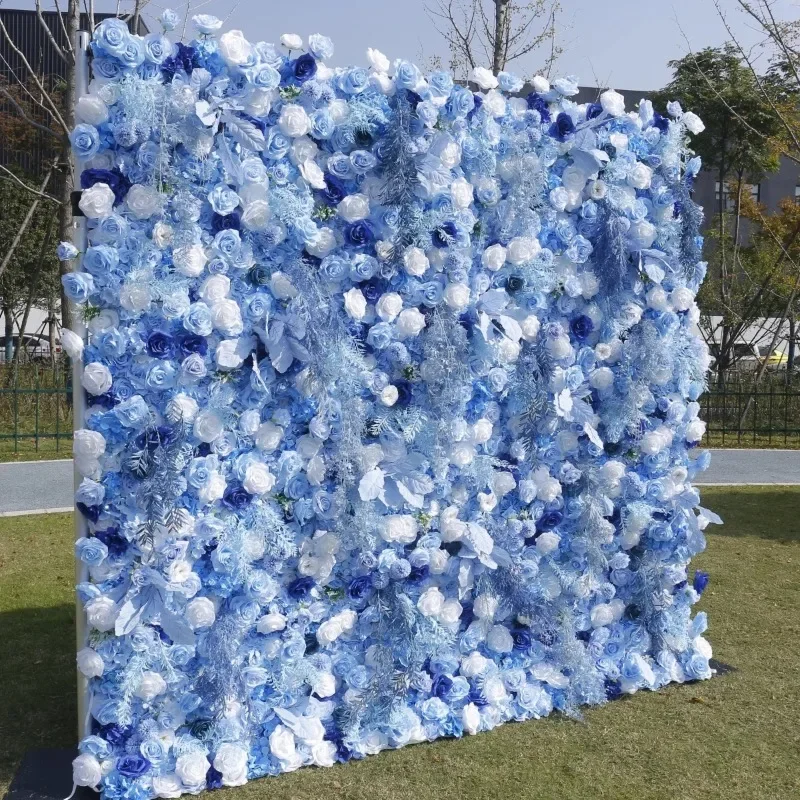 5D blue three-dimensional cloth bottom simulation flower wall background wall outdoor wedding arrangement landscaping