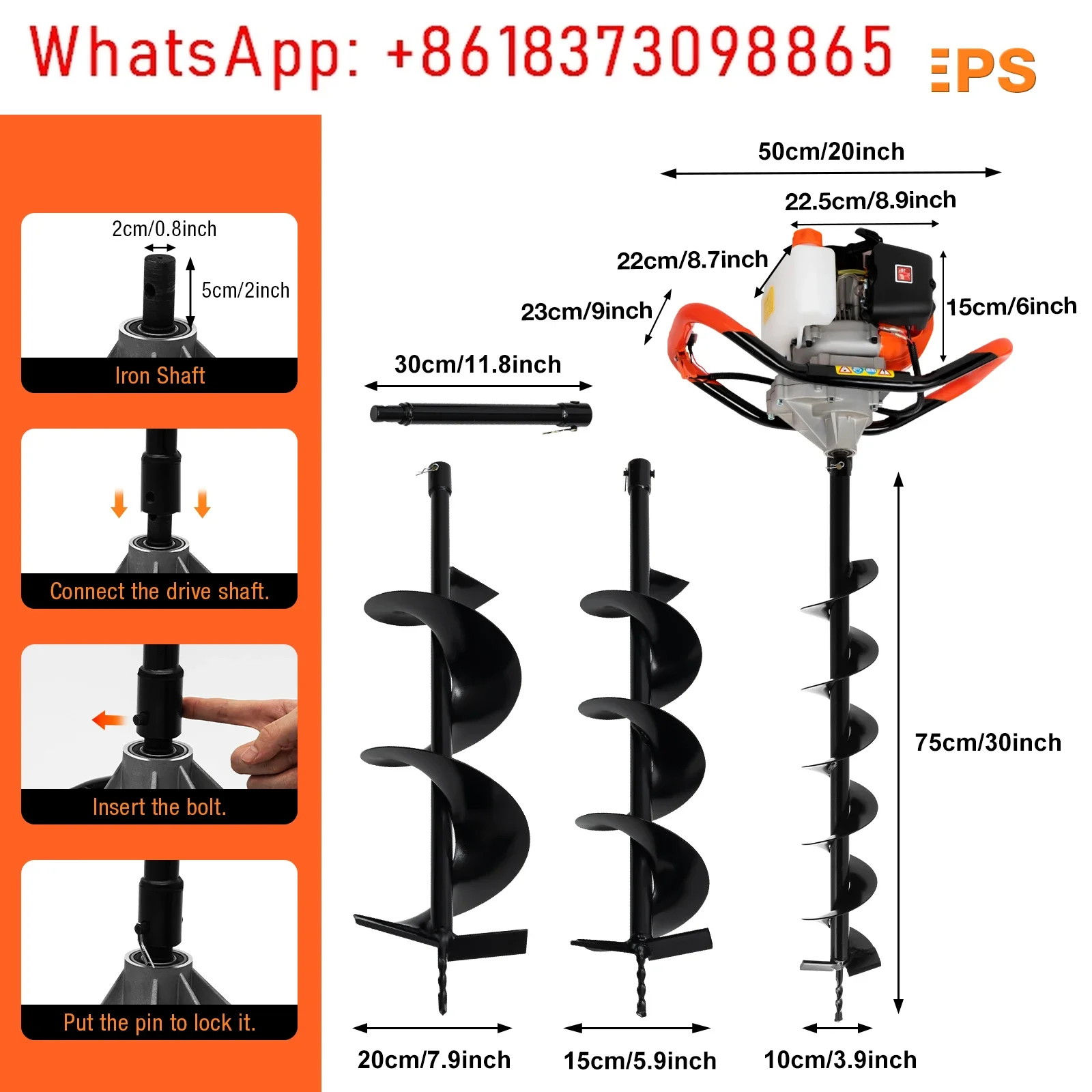 Broca de cerca de solo alimentada a gás 52CC com 3 bits