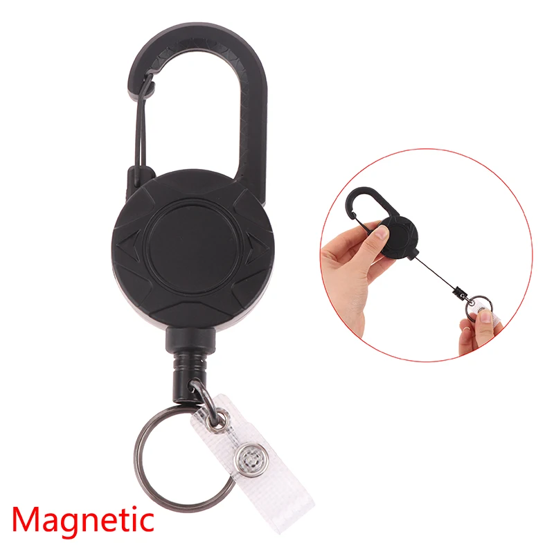 1pcs Anti-Theft Magnetic Easy To Pull Buckle Rope Elastic Keychain Sporty Retractable Keyring Anti Lost Yoyo Ski Pass Id Card