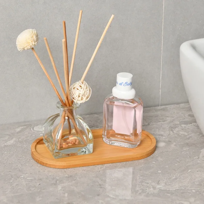 1Pcs Wooden Soap Dispenser Tray Vanity Countertop Bottles Organizer Holder Square Candles Jewelry Storage Tray for Bathroom