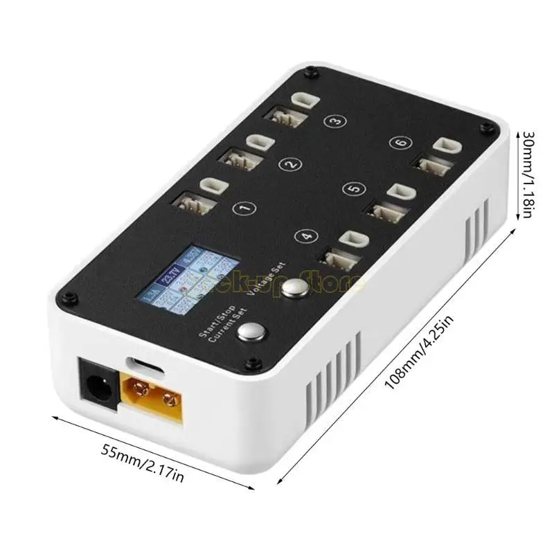 6CH بطارية محول شحن قفص الاتهام قراءة لتفريغ البطارية 1S مع شاشة LCD دعم DC5521 TX60 ل PH2.0 و BT2.0