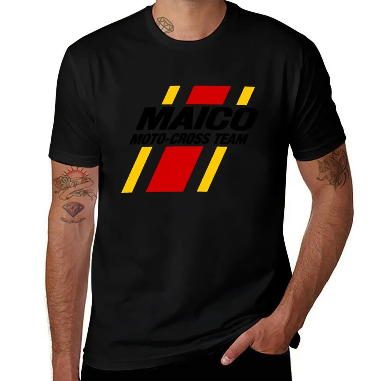 

MAICO Moto-Cross Team Graphic w Red & Yellow Stripes T-Shirt Sport Basic Moisture Wicking Tee