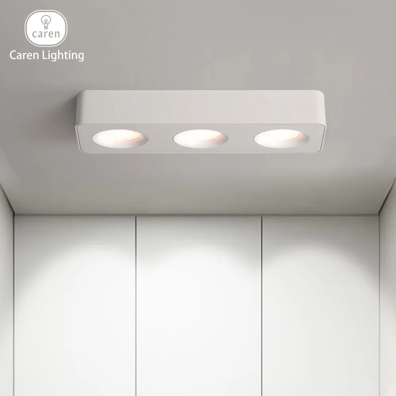 Caren Lighting surface-mounted slim spotlight quad square downlight COB LED White Black body Sleek minimalist modern Beam Light