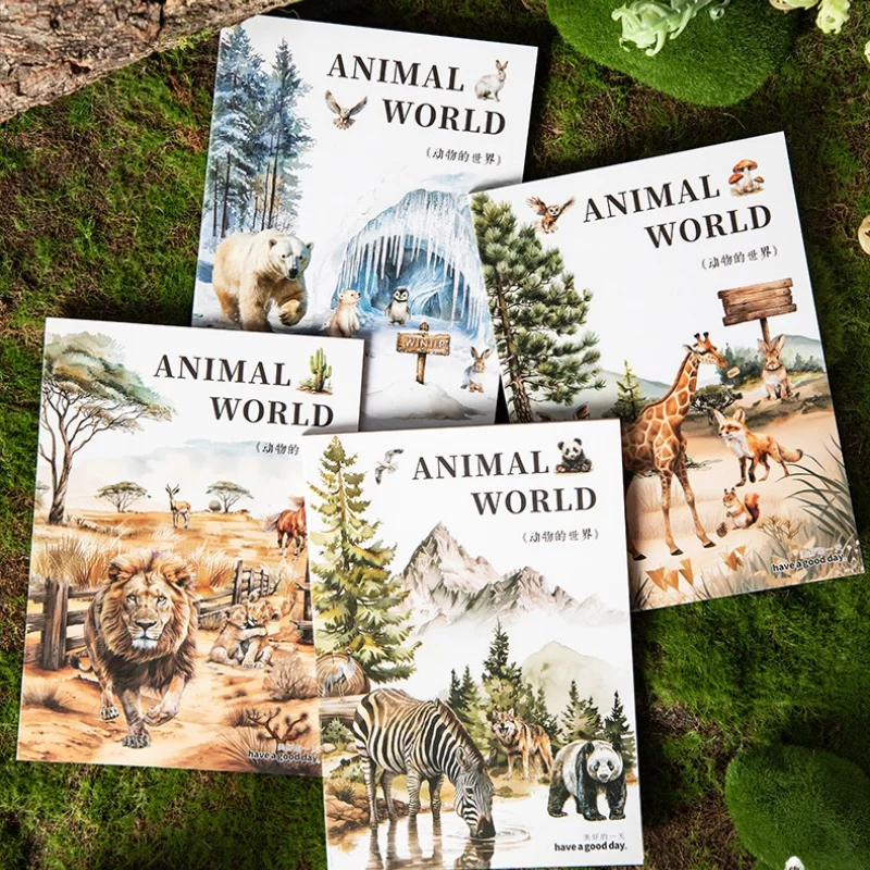 

20 Sheets PET Animal Landscape Stickers Book Handmade Magazine Decoration Diy Album Decoration Stickers Gift Stickers