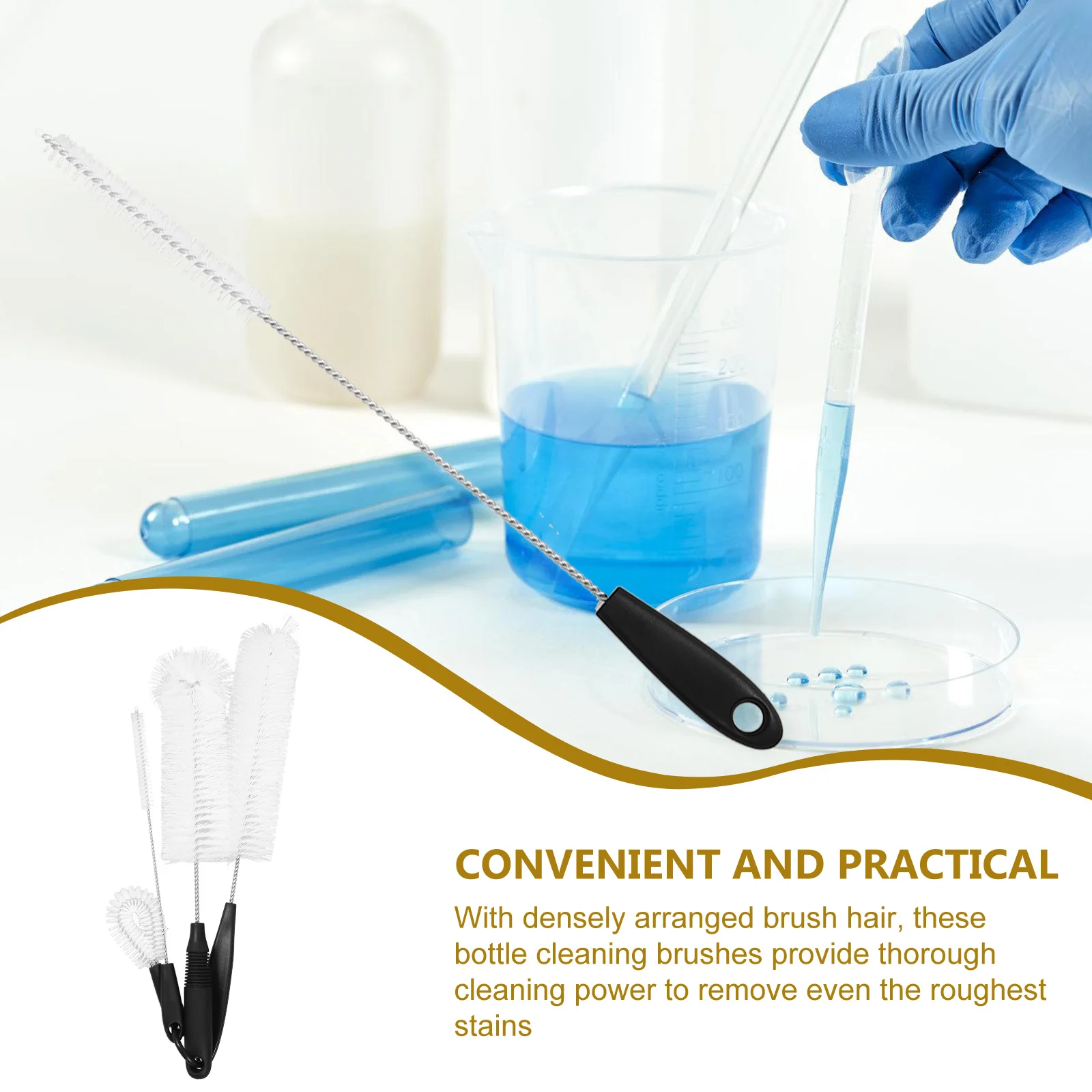 

4pcs Cup Brush Long Handle Stainless Steel Cleaning Brushes for Coffee Narrow Neck Bottle Scrubber Glass Jar Wash Tool