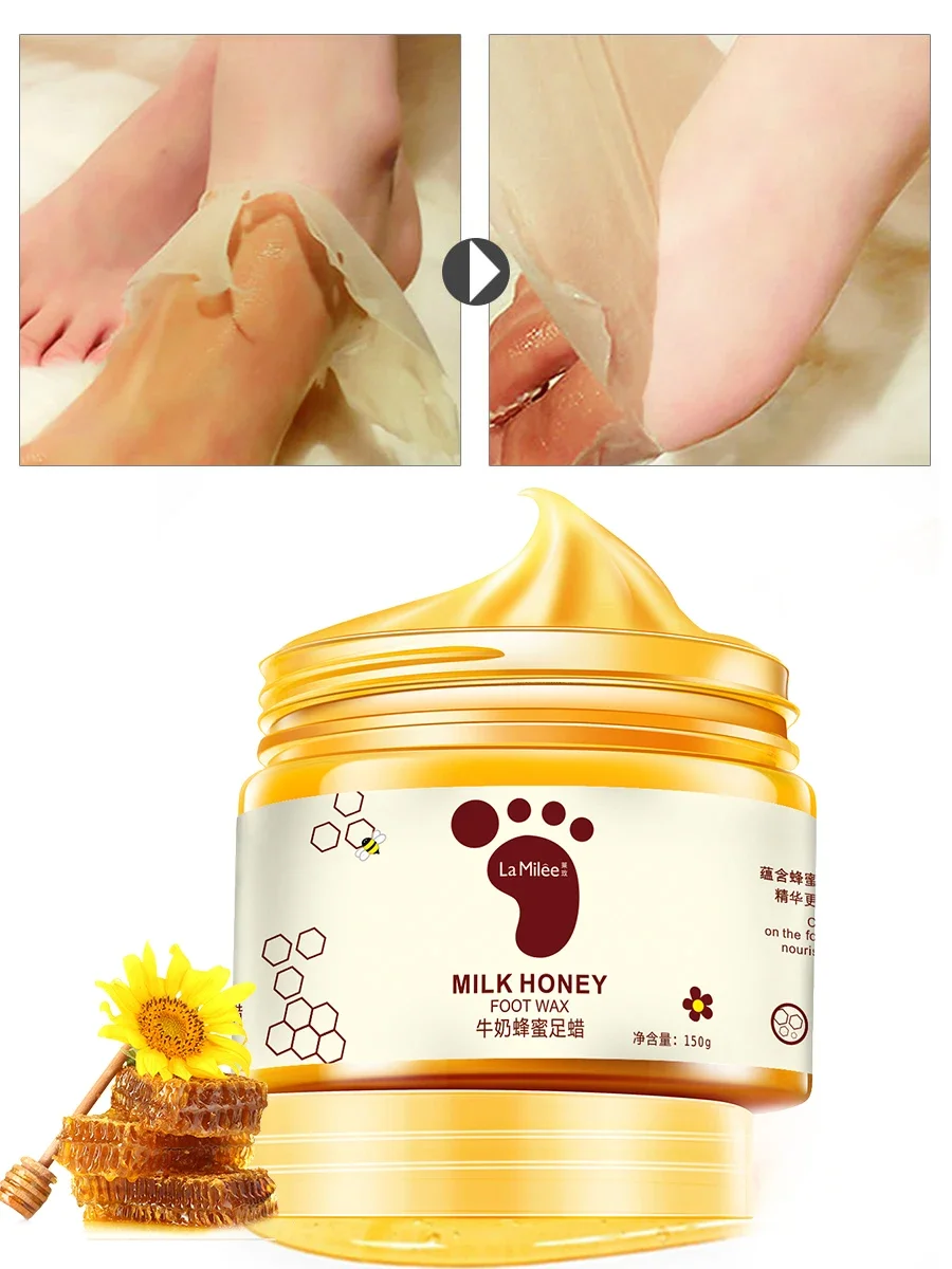 

Honey Milk Foot Wax Feet Mask Moisturizing Hydrating Nourishing Whitening Skin Care Peel Off Foot Skin Care Exfoliating Anti-dry