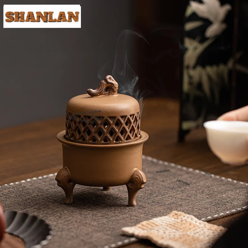 HOYIHM Hollow Antique Zen Three Legged Incense Holder Zen Garden Incense Burners Consecrate Smell Distributor Censer Decoration