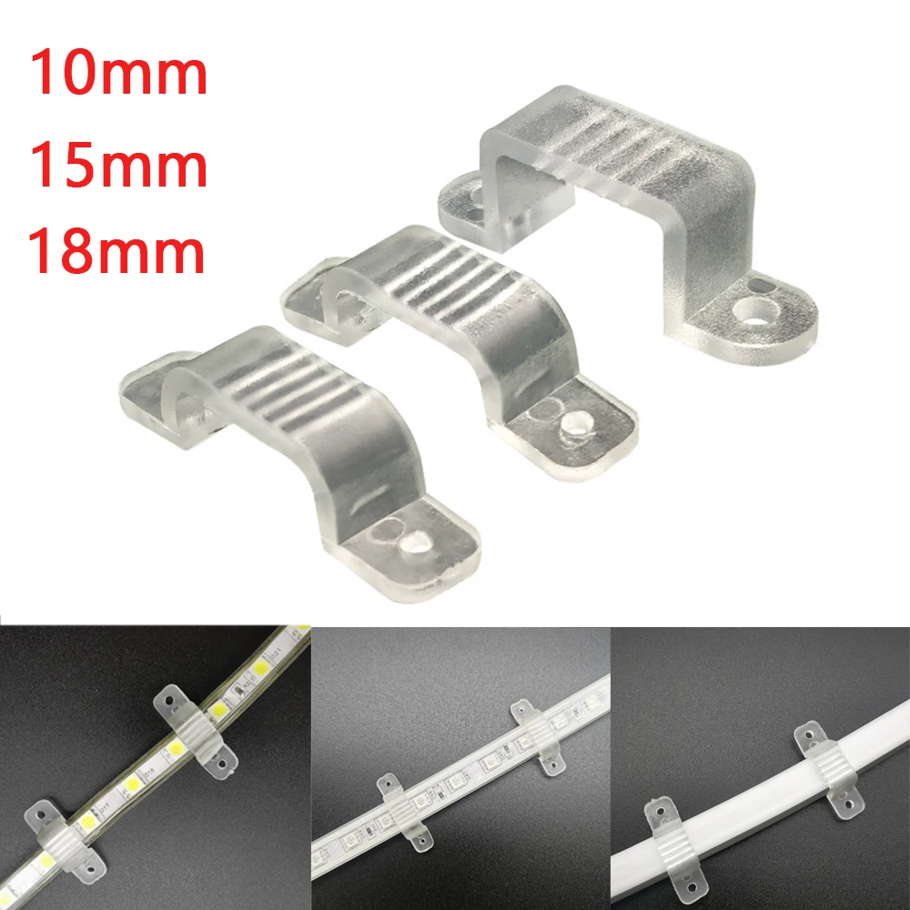 10PCS 30PCS 50PCS LED Strip Clip Connector 8mm 10mm 12mm 15mm 18mm Install for 5050 220V LED Light/Neon Soft Lamp Tube Holder