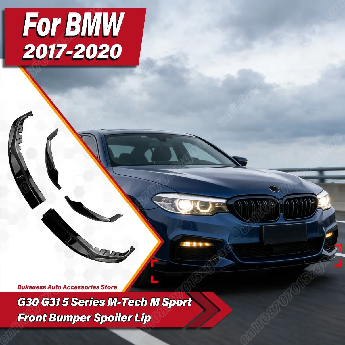 

For BMW G30 G31 5 Series M-Tech M Sport 2017 2018 2019 2020 Car Front Bumper Spoiler Lip Splitter Diffuser Body Modification Kit