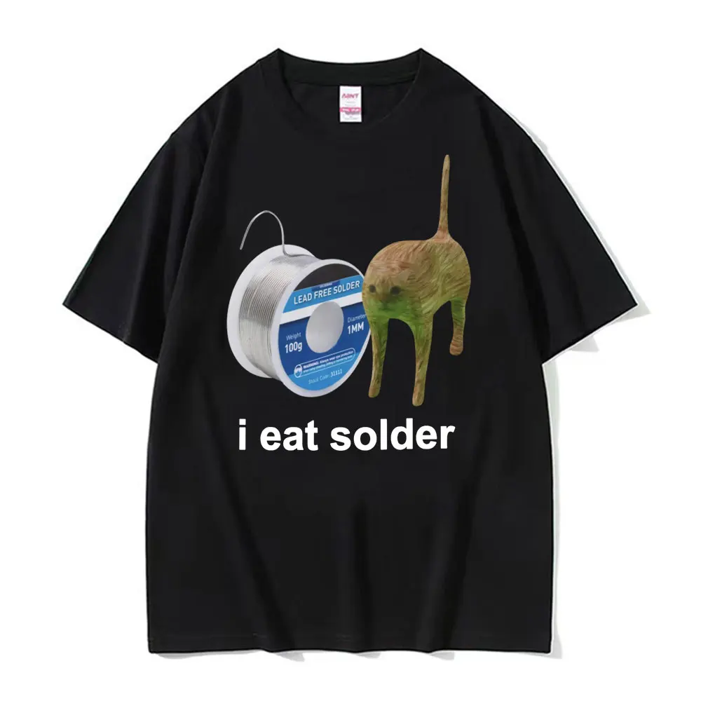 Eating Solder Curses Fun Cat Meme T-Shirt für Männer, modisches Freizeit-T-Shirt für den Sommer, hochwertiges T-Shirt-Oberteil aus 100 % Baumwolle.