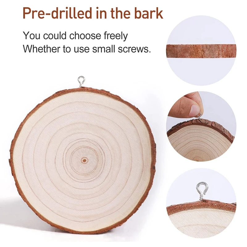 Natural Wood Slices 20Pcs Unfinished Wood Kit,For Crafts Christmas Ornaments Wedding DIY Crafts