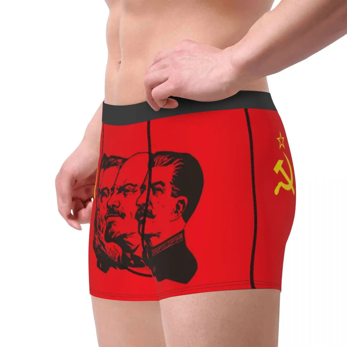 Custom Communist Flag Marx Lenin And Stalin Underwear Male Sexy CCCP USSR Communism Boxer Briefs Shorts Panties Soft Underpants