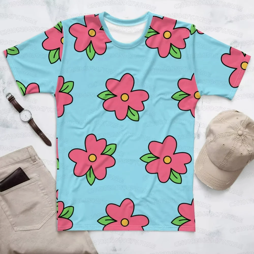 T-shirt d'été pour femmes et hommes, motif floral rose, imprimé dessin animé, film, cosplay, Homer Simpson