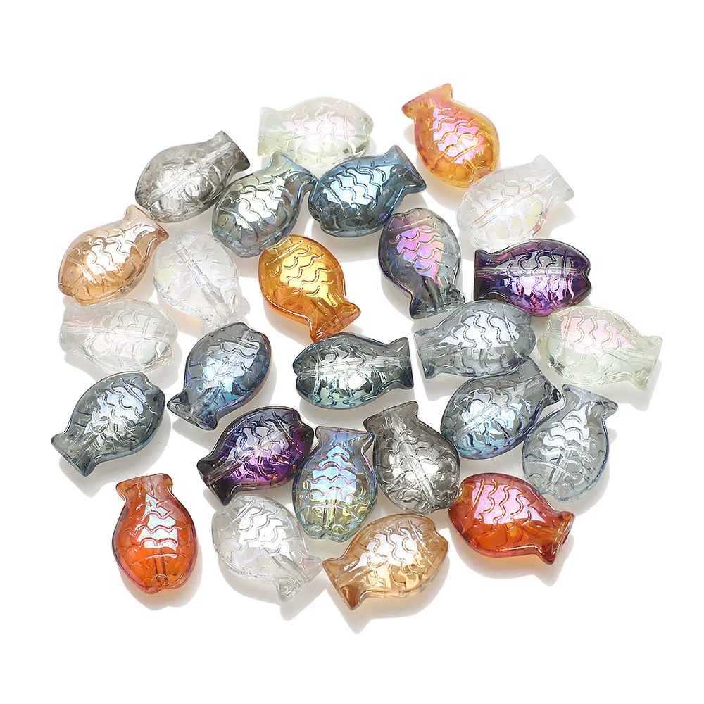 30Pcs Austrian Colourful Crystal Small Fish 10x14mm Glass Loose Beads For DIY Making Charms Earring Necklace Jewlery Accessories