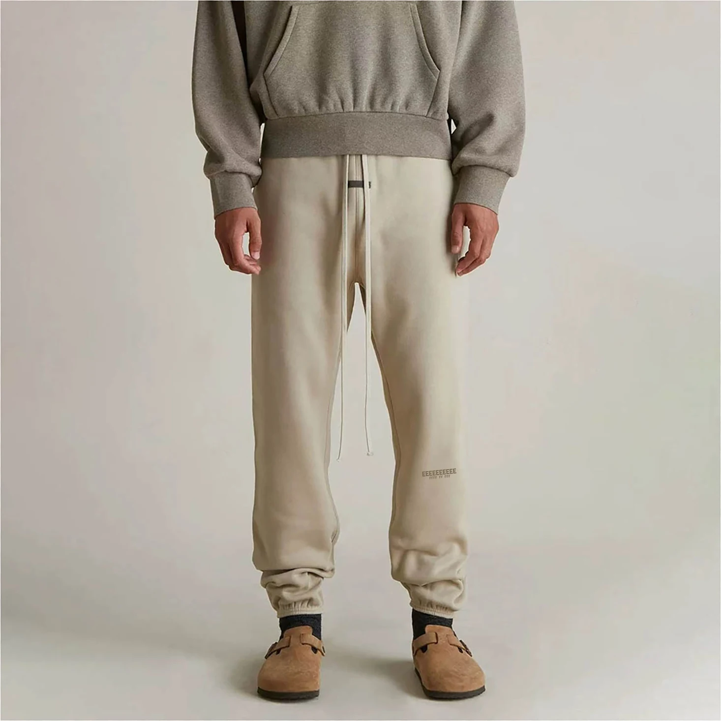 

Season 9 Fashion Brand Double Line Men's Sweatpants Metal Silicone Letter Logo Designer Brand Men's High Street Loose Pants