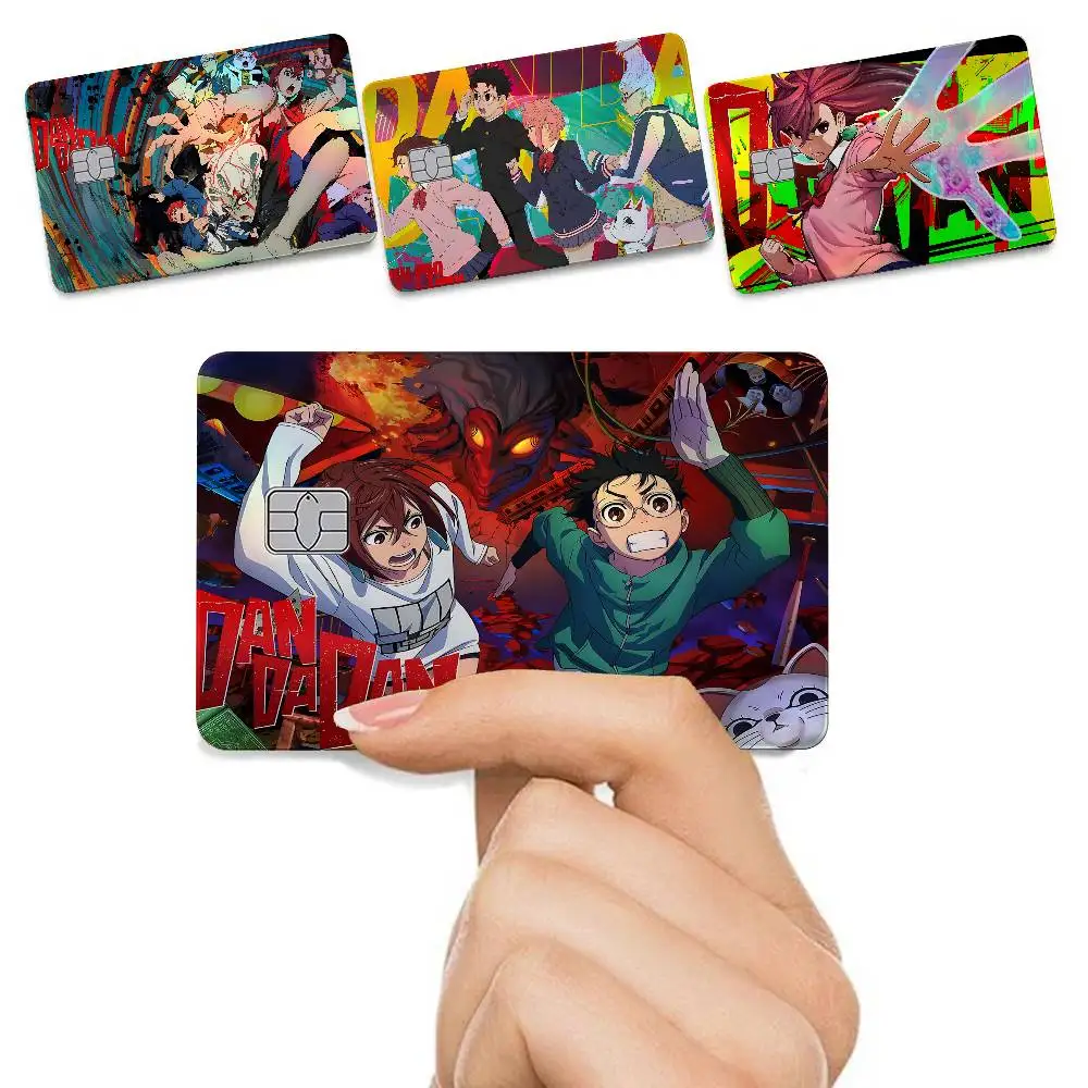 Anime Dandadan 4Pcs/Set Holographic Laser Credit Card Stickers Iridescent Waterproo Fits All Standard Bank Cards