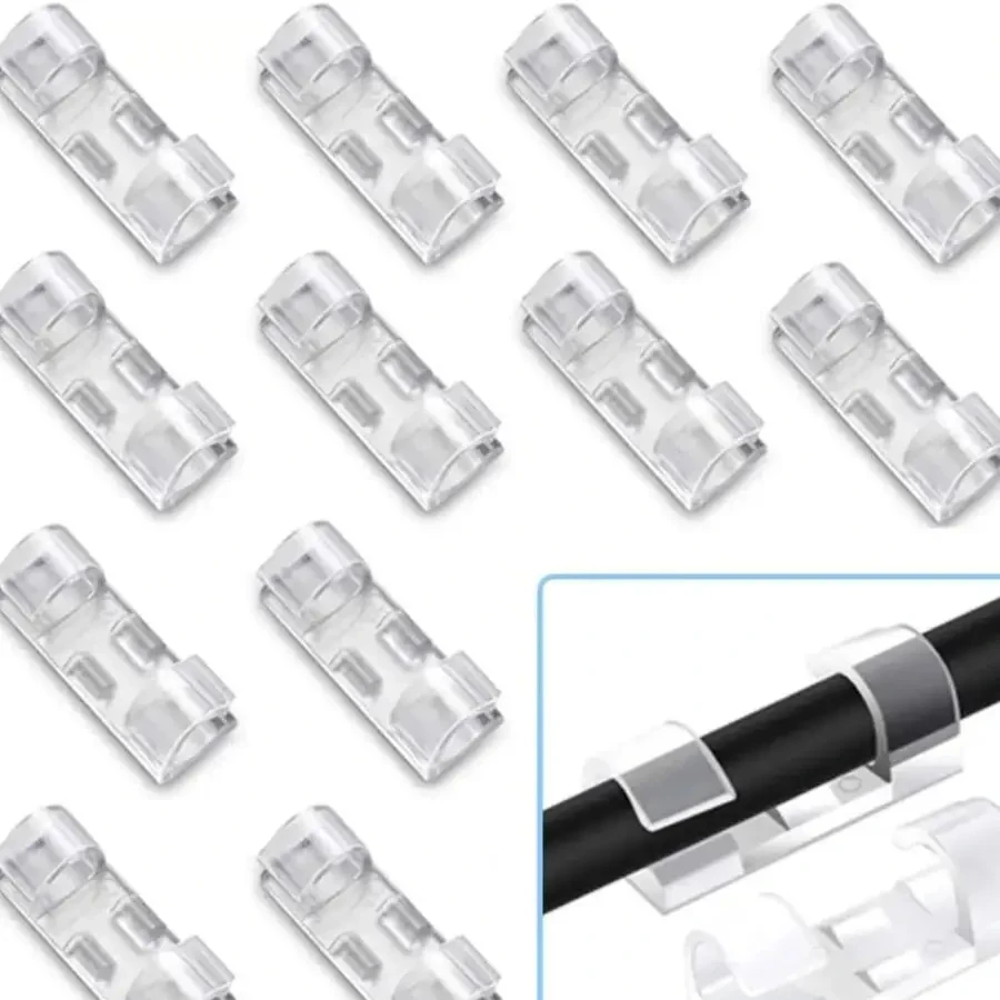 100/20pcs Cable Organizer Clips Transparent Self-Adhesive Wire Management For Home Desk Office Kitchen Wire Clamp Manager