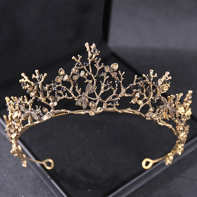 Baroque Vintage Crystal Crown Tiara Rhinestone Princess Butterfly Prom Crowns And Tiaras Bridal Wedding Hair Accessories Jewelry