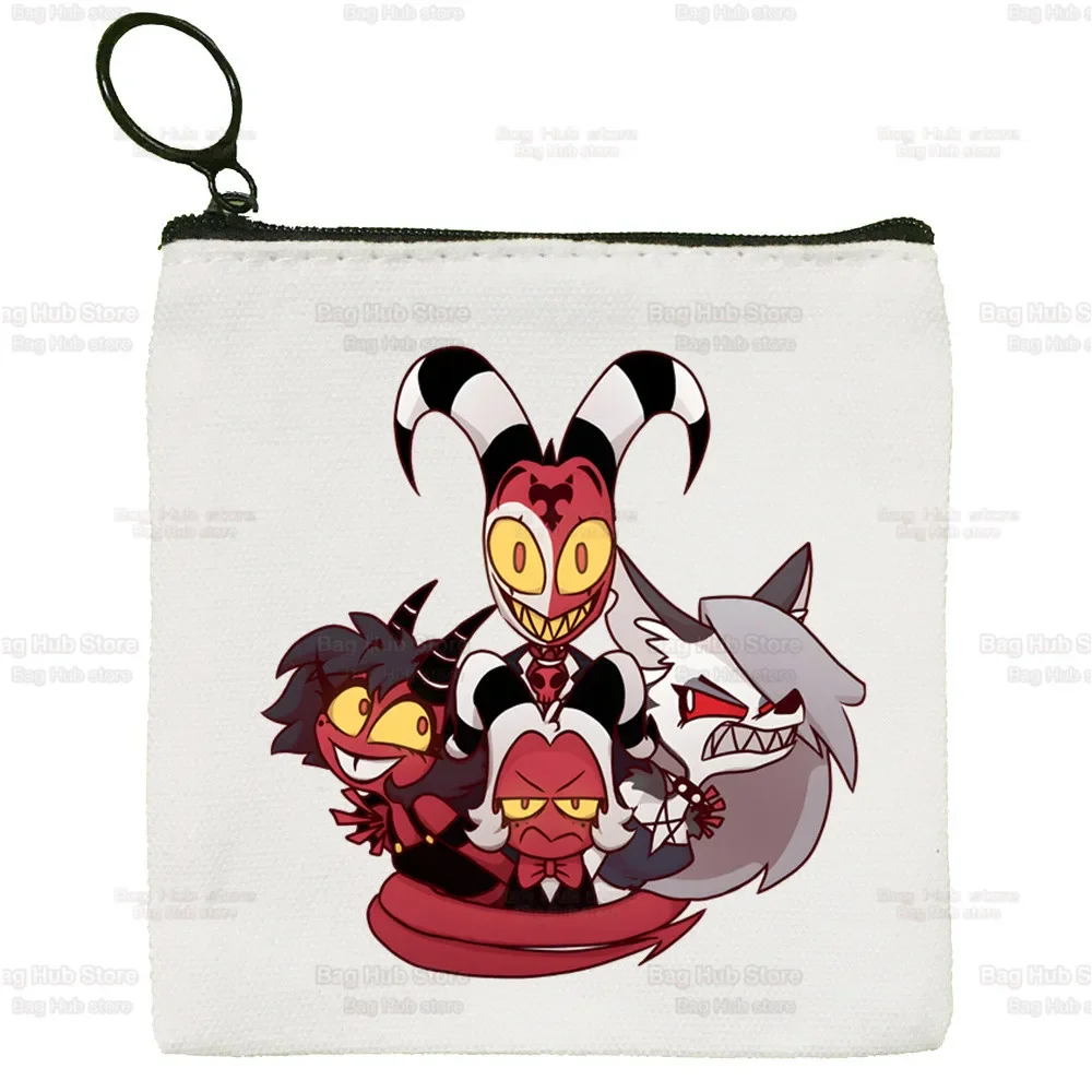 Helluva Boss Cute Mini Coin Purse Canvas Student Harajuku Comedy Cartoon Wallet Coin Case Zipper Hand Female Key Case