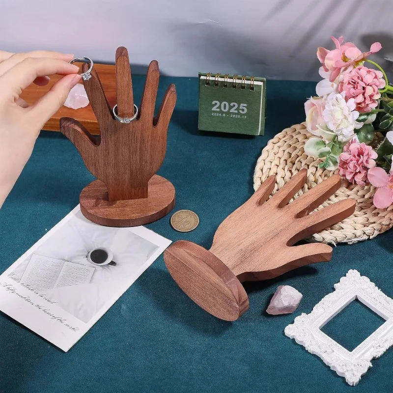 

Hand Shaped Ring Display Stand, Wooden Hand Jewelry Bracelet Display Stand, Bracelet Display Stand, Walnut Wood in Two Colors