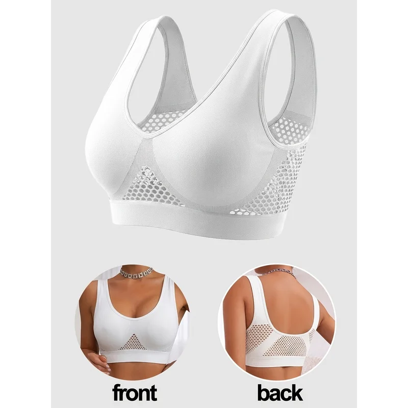 Large Women's Sports Bra Summer Swimsuit Tennis Women's Sexy Bra Geometric Hollow Mesh Breathable Comfortable Fitness Vest Bra