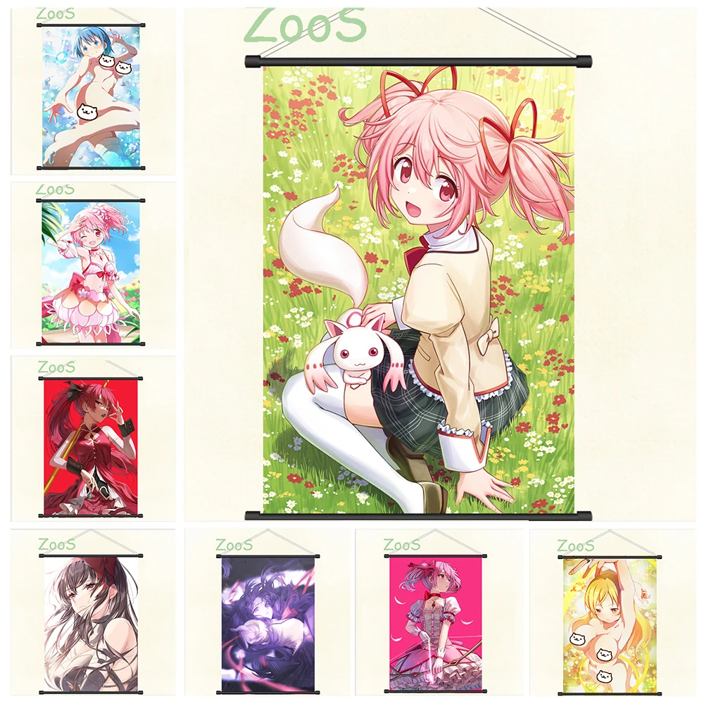 ZOOS Puella Magi Madoka Magica decoración imagen Mural Anime desplazamiento pintura cómics de dibujos animados póster lienzo papel tapiz impresiones regalo