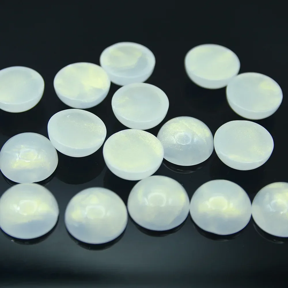 20 PCS  17.5mm Bright Glitter Powder Semi Circular Flat Bottom Acrylic White Beads  DIY Makes Jewelry and Phone Case Accessories