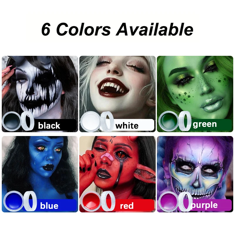 لوحة الجسم والوجه 10 جرام، سهلة الاستخدام والإزالة، غير سامة، مكياج الهالوين طويل الأمد، فن الوجه للجسم للحفلات والمهرجانات #6
