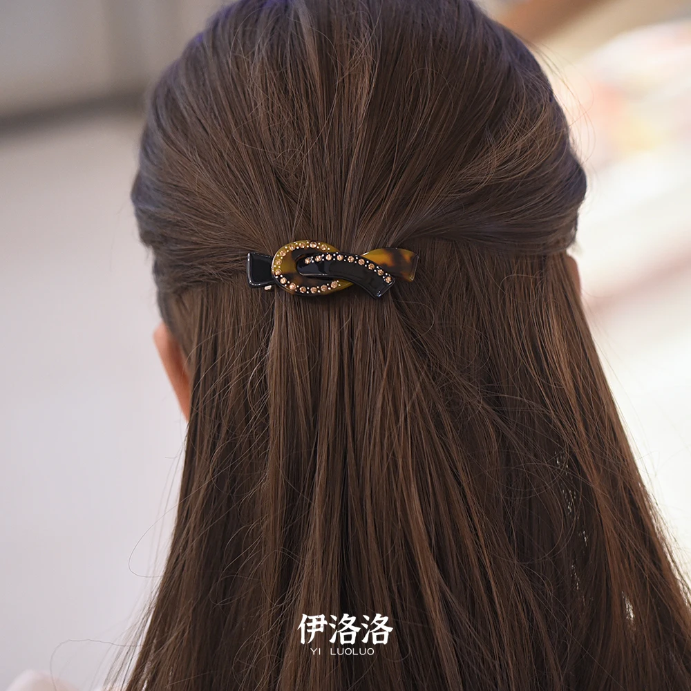 Women Headwear Small Size Rhinestone Hair Clip Acetate Vintage Hair Barrette Fashion Cute Hair Accessories For Women