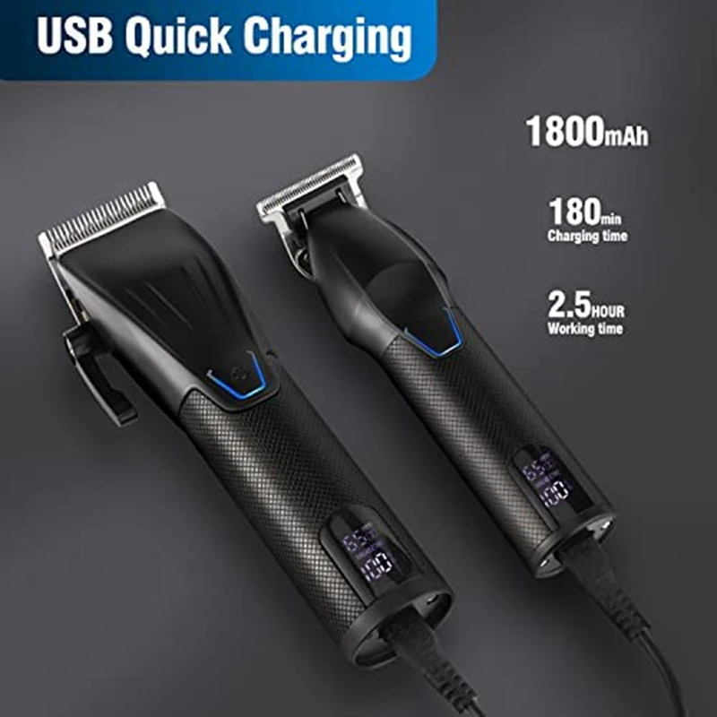 SANQ Hair Clippers For Men,Professional Hair Cutting Kit,Cordless Barber Clipper And T-Blade Beard Trimmer Set