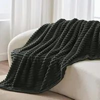 Fleece Throw Blanket for Couch Soft Warm Fluffy Charcoal Grey Blanket Decorative and Giftable Striped Blankets for Women Men 5