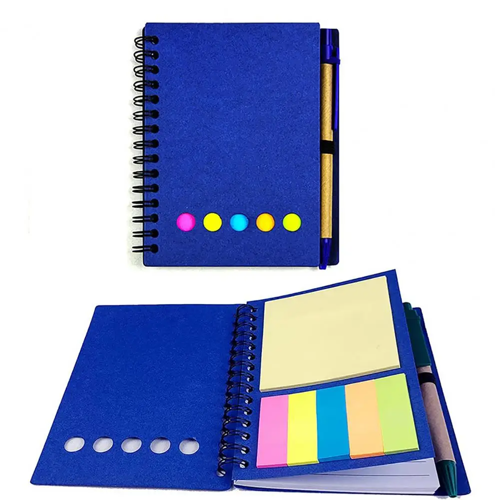 Espiral Coil Book com caneta, Sticky Note Planner, Caderno para escritório, trabalho, escola