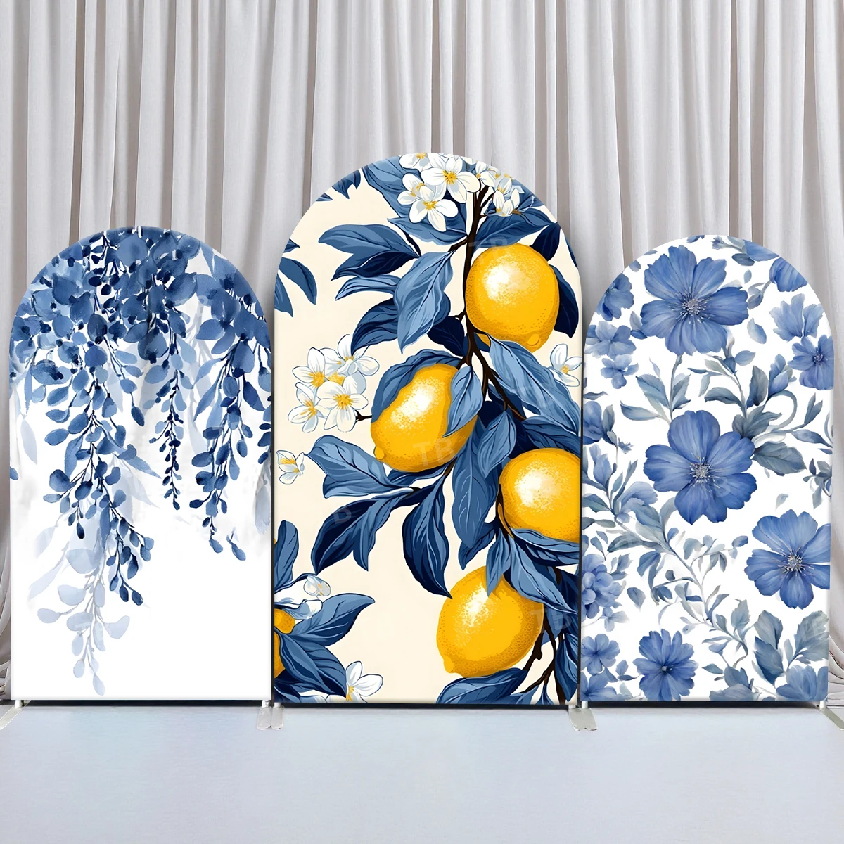 

TB Blue Flower and Branches Lemon Tree Arch Backdrop Cover for Theme Birthday Party Photo Background Decortion Elastic Fabric