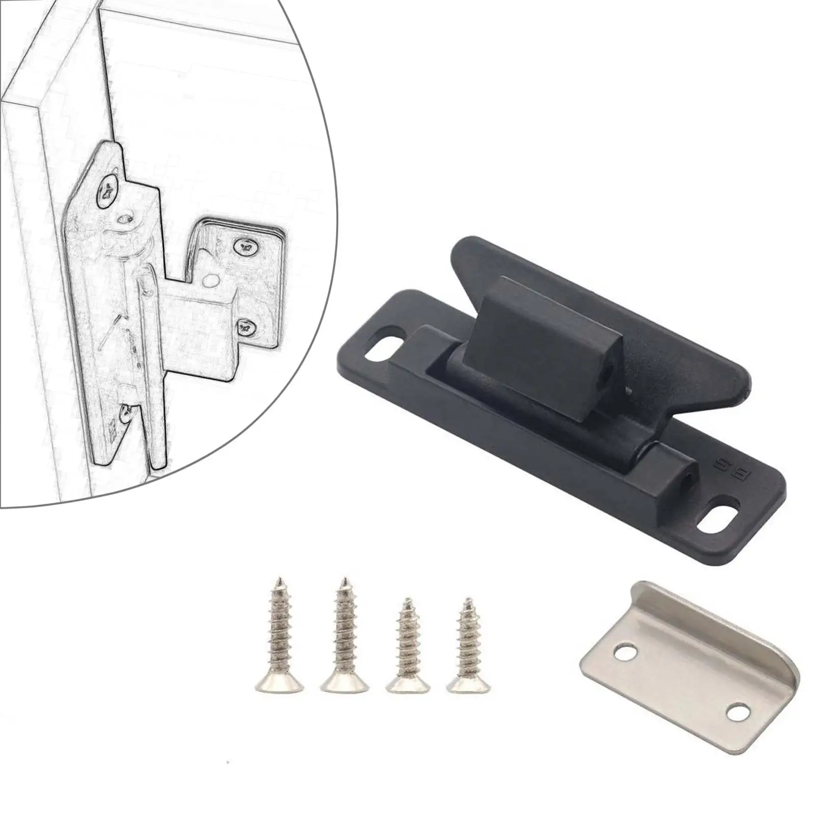 Nylon Metal Closet Door Catch 67mm Cabinet Door Latch for RV Trailer Yacht Drawer Cupboard Pull Buckle Universal