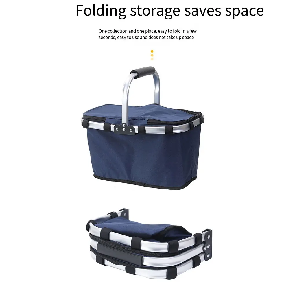 Folding Picnic Basket Conveniently Transport Meals Folding Insulation Bag Shopping Baskets Durable