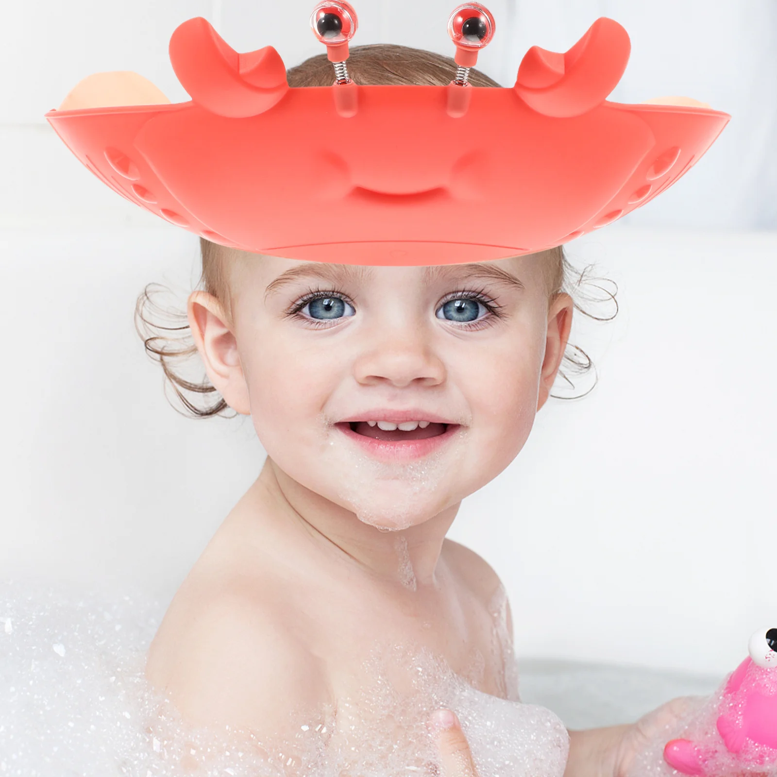 Topi Mandi Bayi Topi Mandi Sampo Kartun Lucu Dapat Disesuaikan Tahan Air untuk Anak-anak Balita Pelindung Telinga Cuci Rambut Bayi