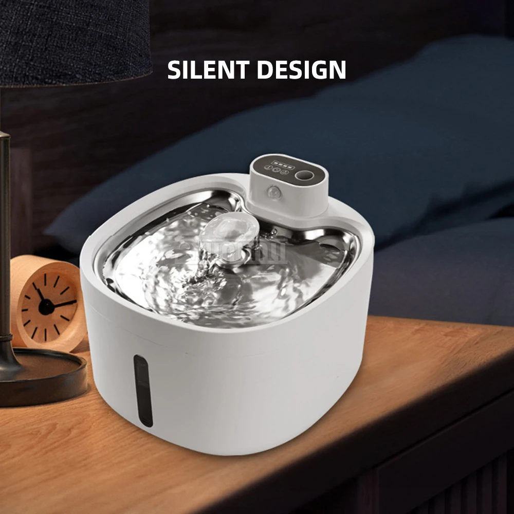 2025 DC07 موزع مياه ذكي للحيوانات الأليفة، موزع مياه استشعار تلقائي، فلتر متداول، قابل للفصل والغسل