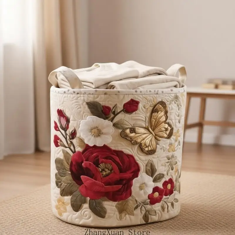 Eleganter Schmutzwäsche-Organizer mit Blumenmuster und stabilen Griffen, waschbar, 3 x – Detail 8