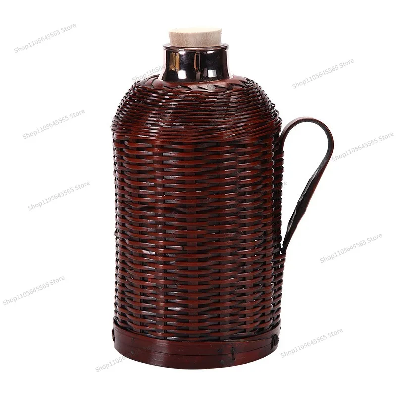 For Bamboo Woven Hot Pot Vintage Vintage Insulated Bottle Household Bamboo Woven Hot Pot Glass Inner Pot Water Bottle Shell