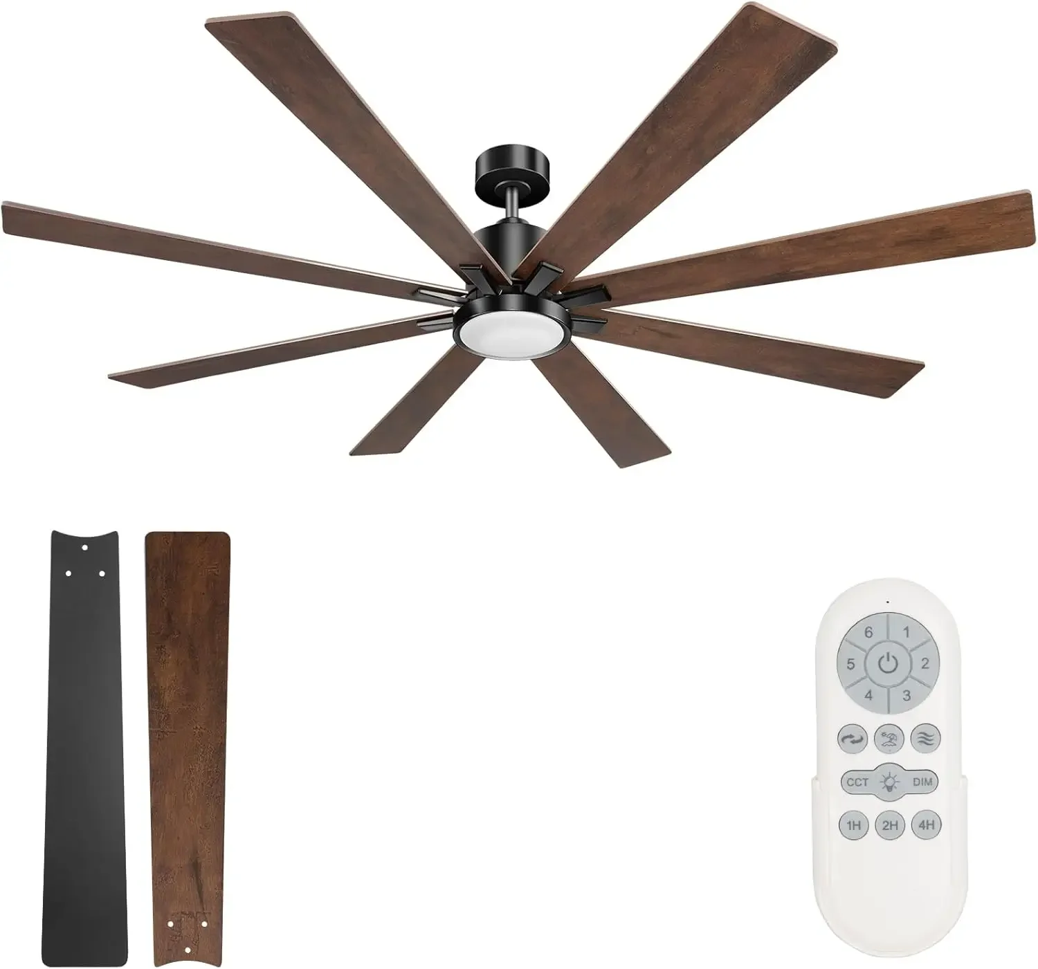 72 inch Ceiling fan with lights and Remote Control,Quiet Indoor Reversible DC Motor Ceiling Fan 8 Blades,Dimmable 5CCT,6-Speed M