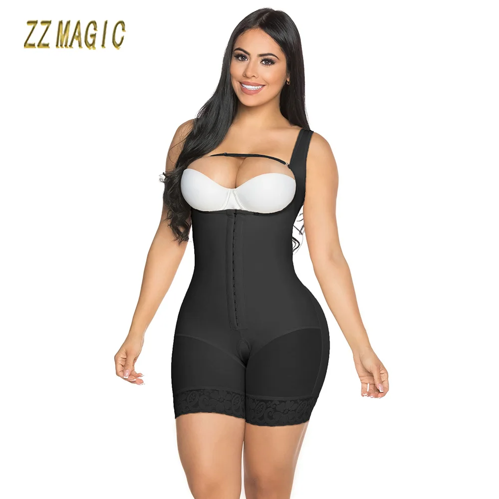 Open-chested Shapewear for Women Tummy Control Body Shaper Butt Lifter Thigh Slimmer Fajas Colombianas Plus Size Zipper Crotch