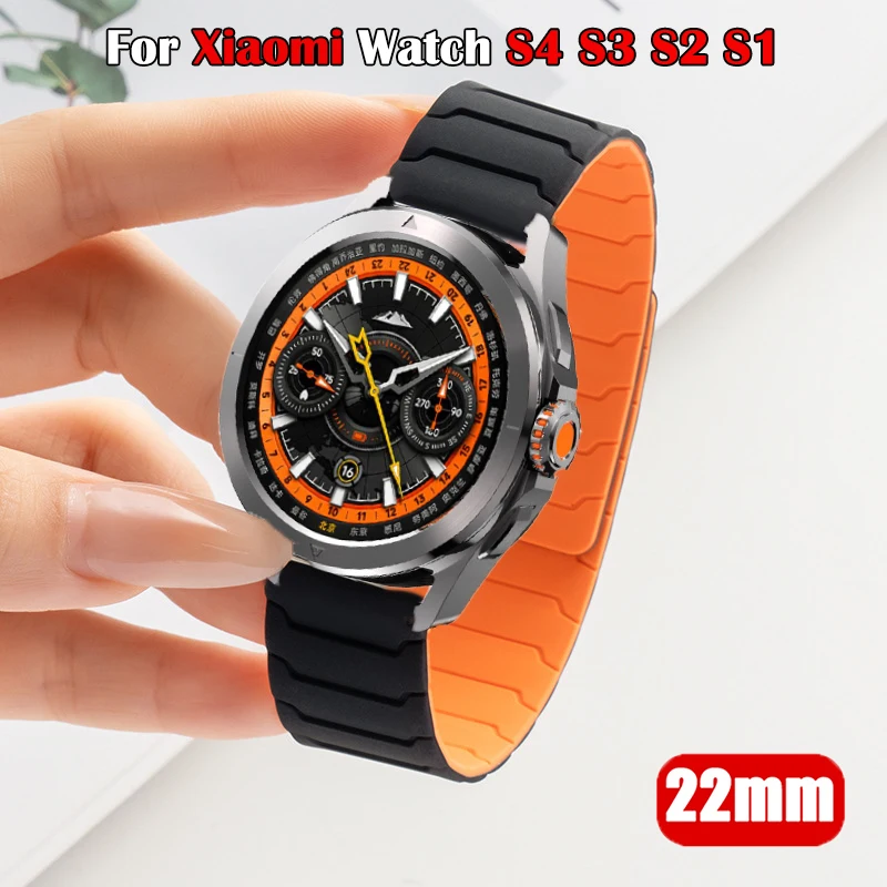 22mm Ersatzarmband für Xiaomi Uhr S4 S3 S2 S1 Magnetisches Silikonband für Xiaomi Mi Uhr 2 Pro Farbe 2 Sportarmband