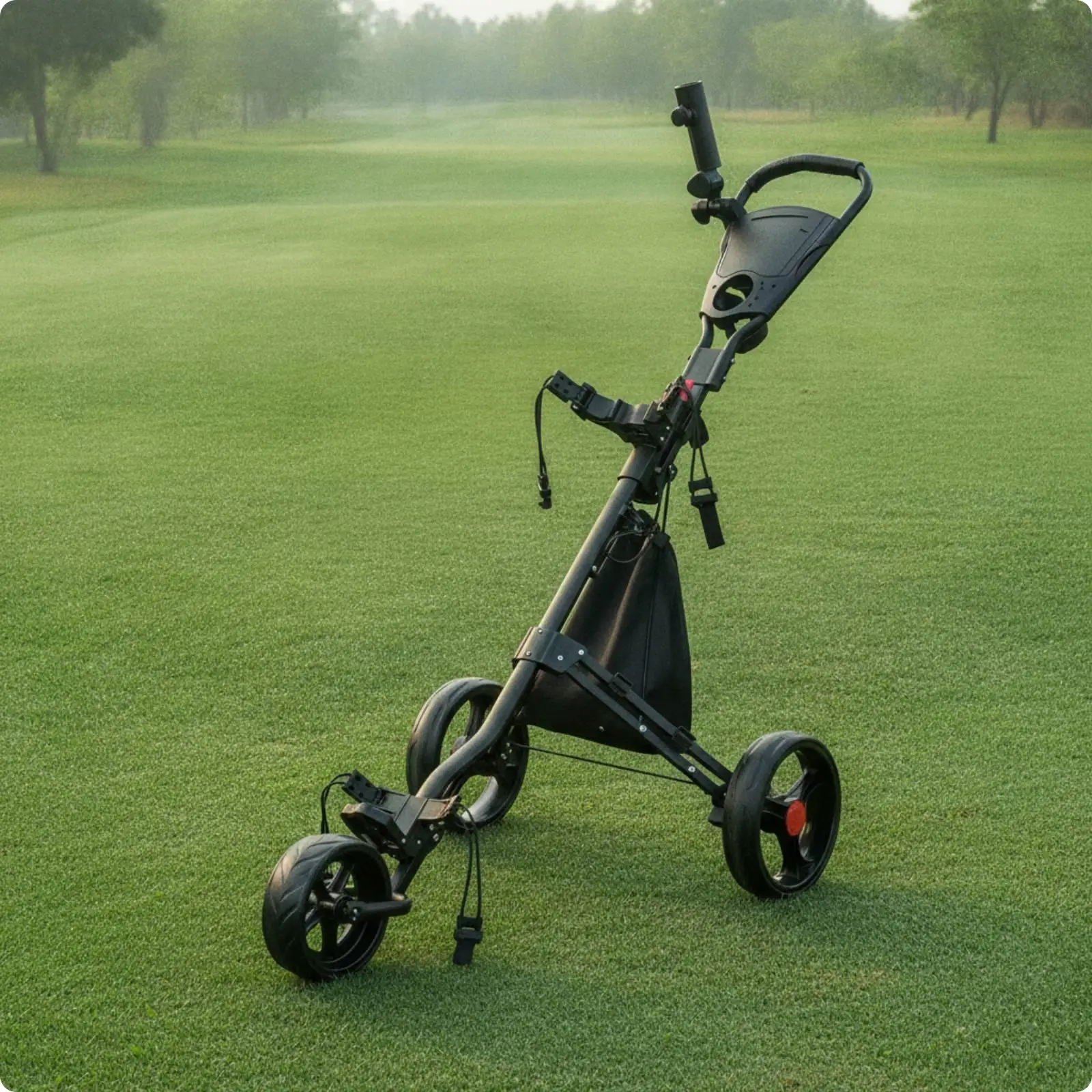 Folding Golf Cart Bag Carrier with Built in Pouch and Scorecard Holder for Smooth Mobility