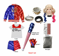 Kids Girls Harley Suicide Costumes Cosplay Quinn Squad Jacket Pants Monster T-Shirt Sets Party Clothes