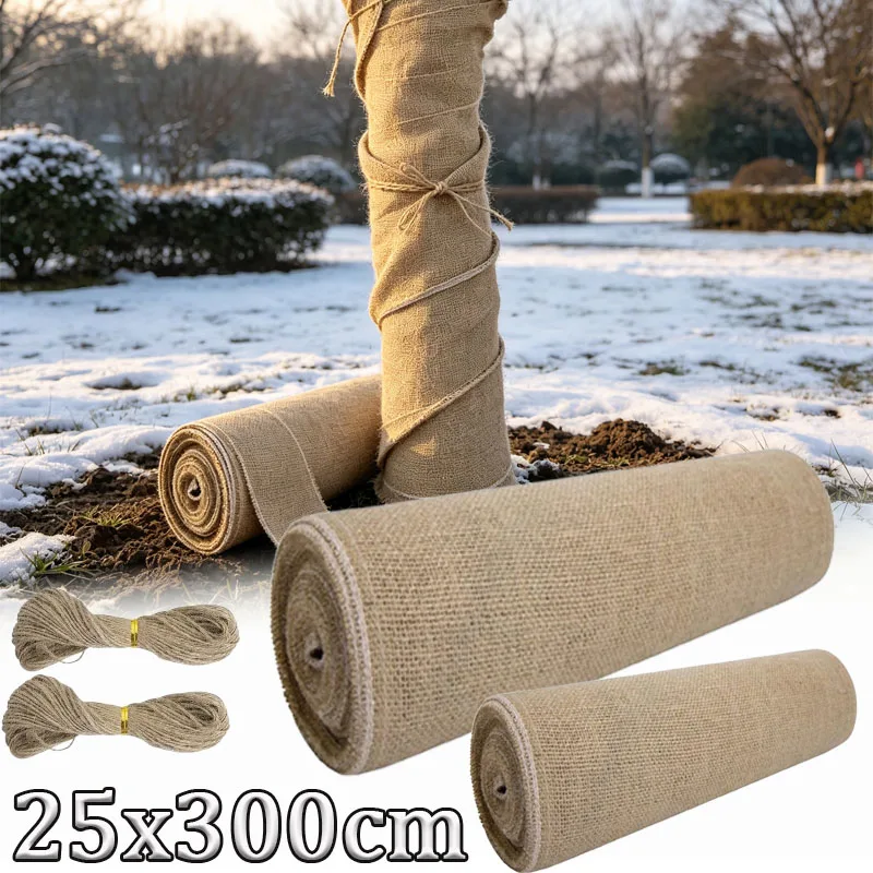 1-4PCS 25cm X 300cm Plant Frost Protection Burlap Wrap Winter Warm Insulation Tape for Tree Roots Garden Fruit Trees