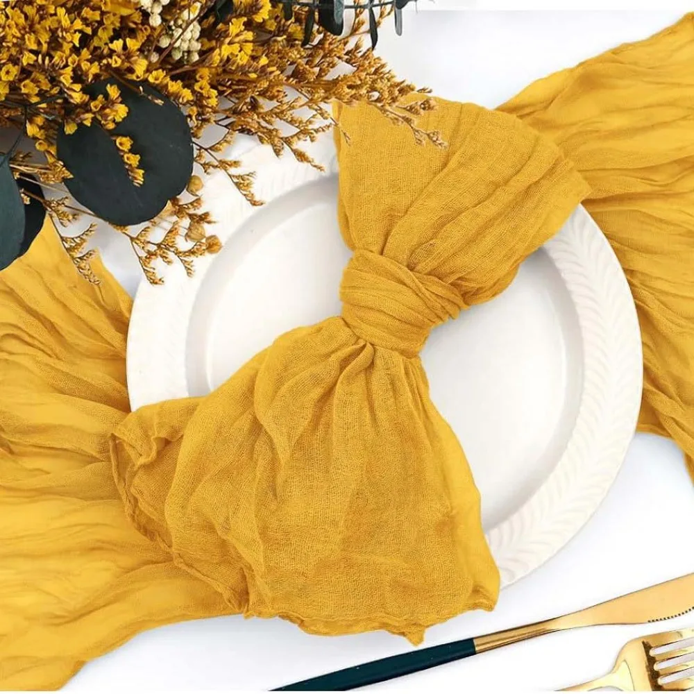Party Supply Table Decoration Gauze Napkin Soft Thin Cotton Napkin Reusable Vintage Placemats Banquet