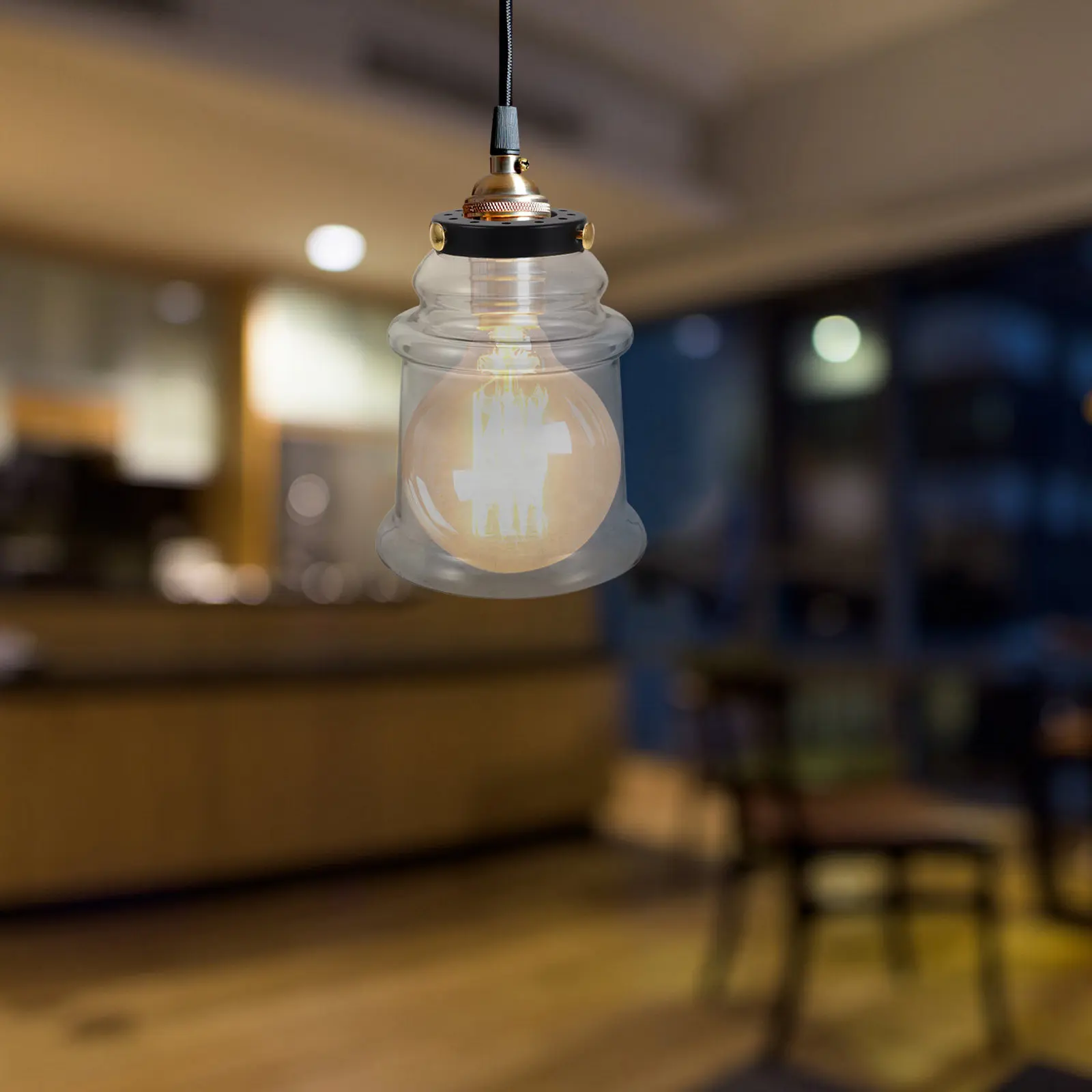 Vintage Glass Lampshade Bell Shape Clear High Transmittance Replacement for Pendant Table Wall Ceiling Light Fixtures Industrial